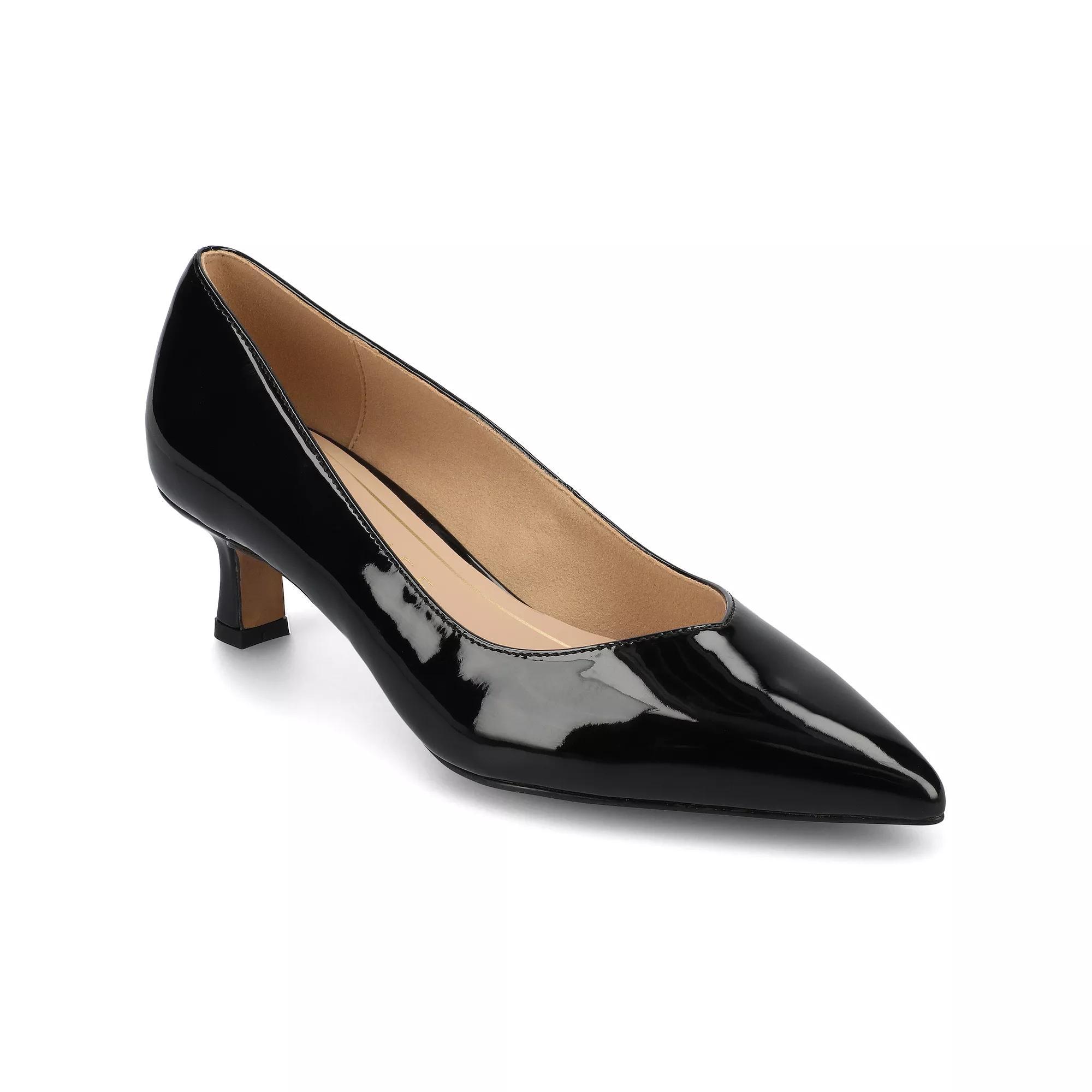 Journee Pammie Medium and Wide Width Women's Slip-On Kitten Heel Pumps, Size: 6, Black Patent Product Image