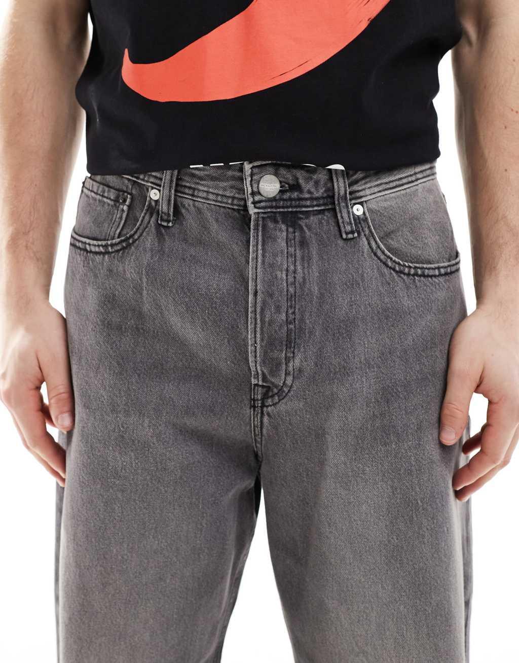 Jack & Jones Alex baggy jeans in gray wash Product Image