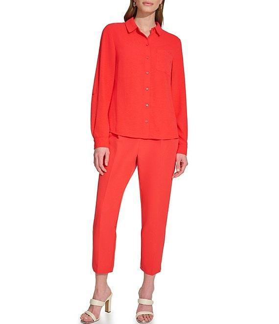 DKNY by Donna Karan Point Collar Roll Tab 3/4 Sleeve Button Down Shirt Product Image