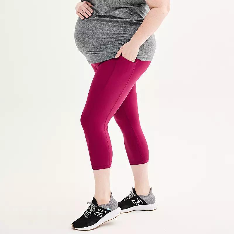 Plus Size Maternity Tek Gear Ultrastretch High Rise Capri Leggings, Womens Purple Appeal Product Image