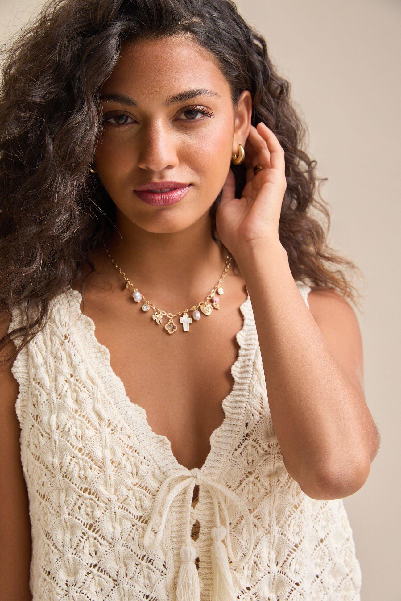 Josie Crochet Tie Front Top Product Image