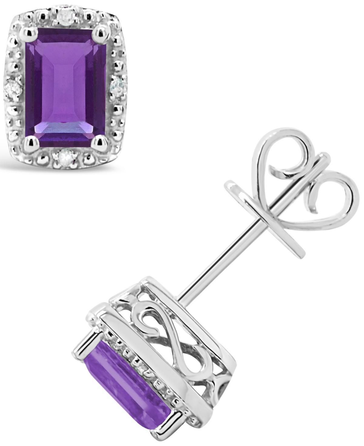 Celebration Gems Sterling Silver Pear Shaped Genuine Amethyst Diamond Accent Stud Earrings, Women's, Blue Topaz Product Image