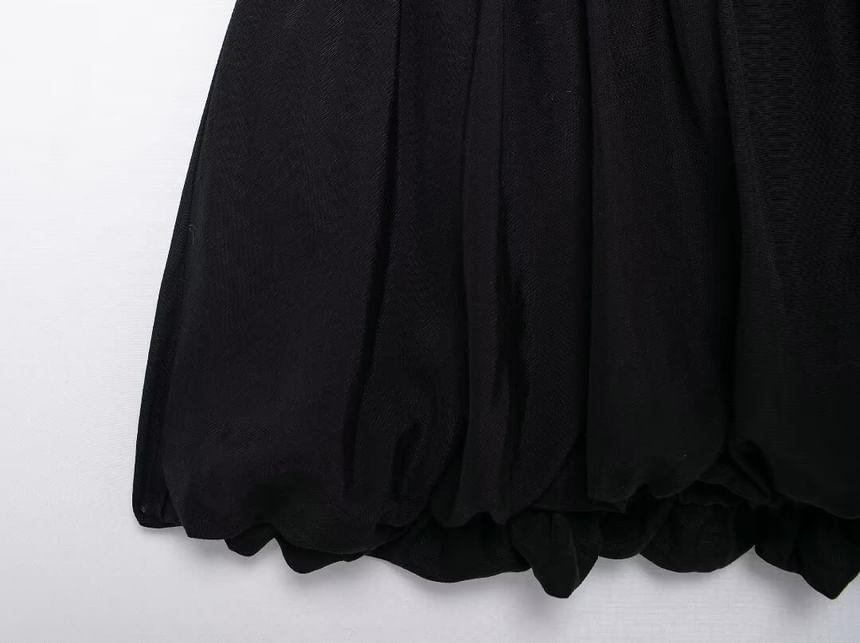 High Waist Double-Breasted Bubble Hem Mini A-Line Skirt Product Image