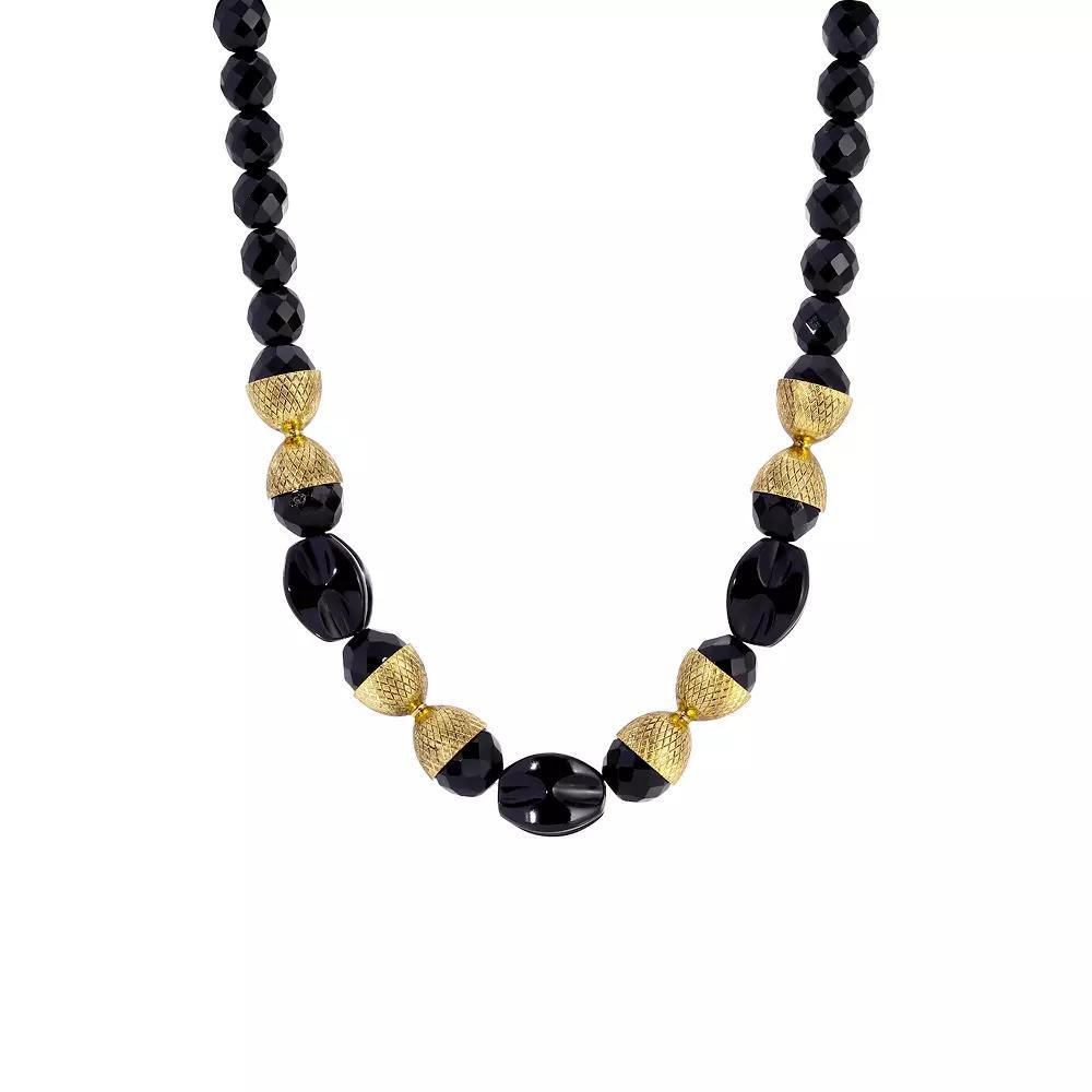 1928 14k Gold Dipped Jet Bead Necklace, Womens, Black Product Image