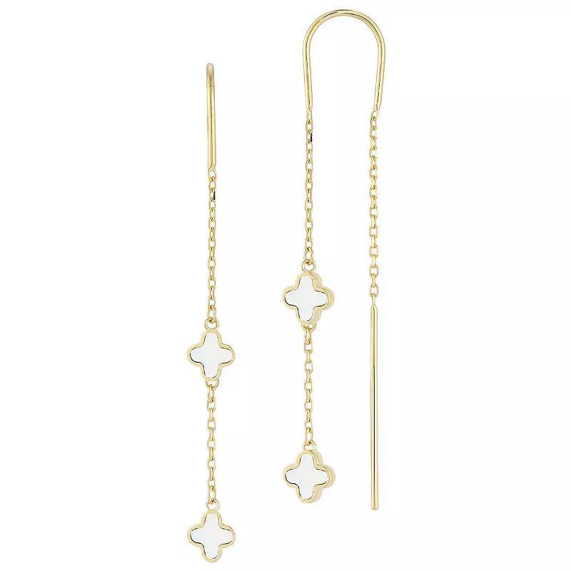 LUMINOR GOLD 14k Gold Mother of Pearl Clover Threader Earrings, Women's Product Image