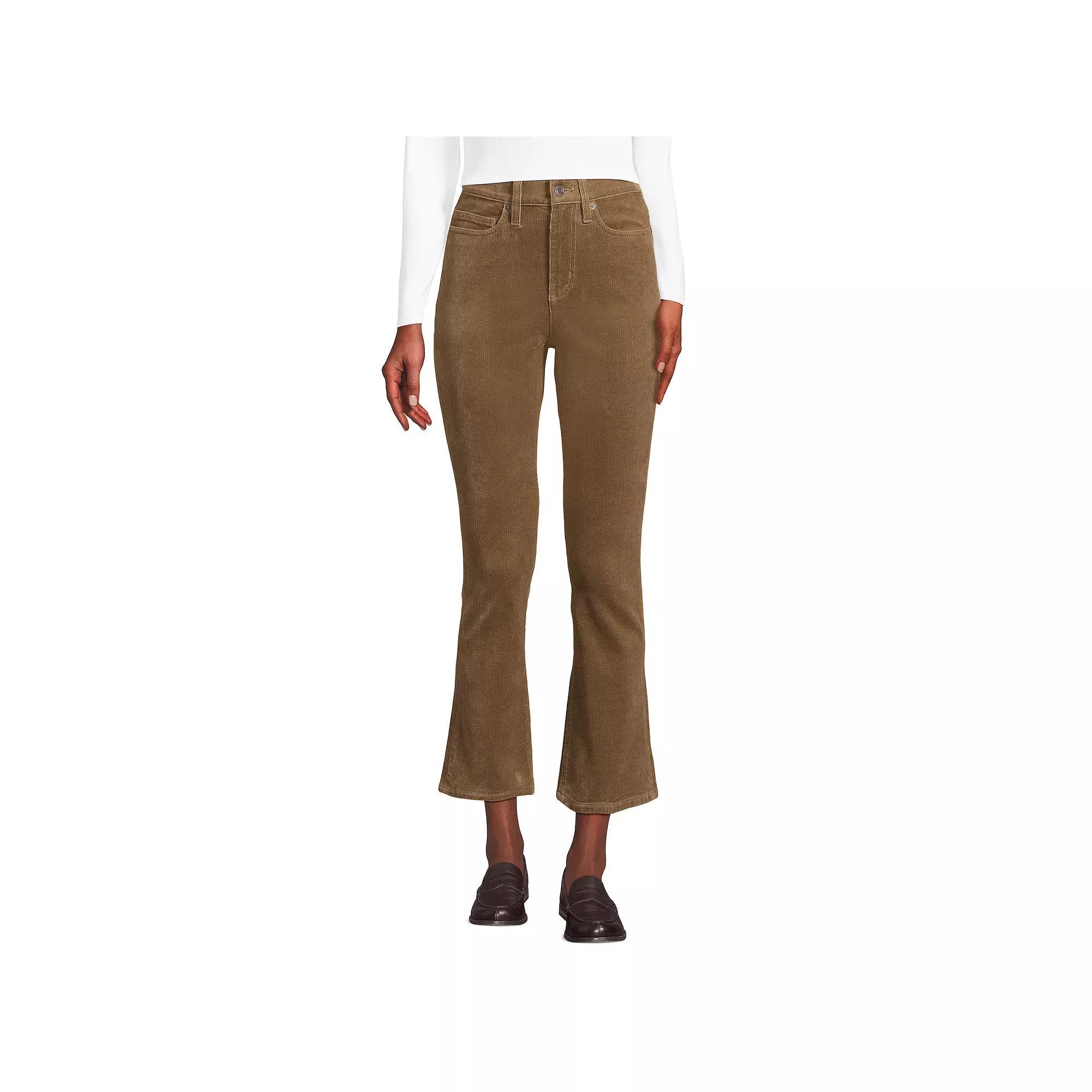 Women's Lands' End Corduroy High Waisted Kick Crop Pants, Size: 14, Patina Blue Product Image