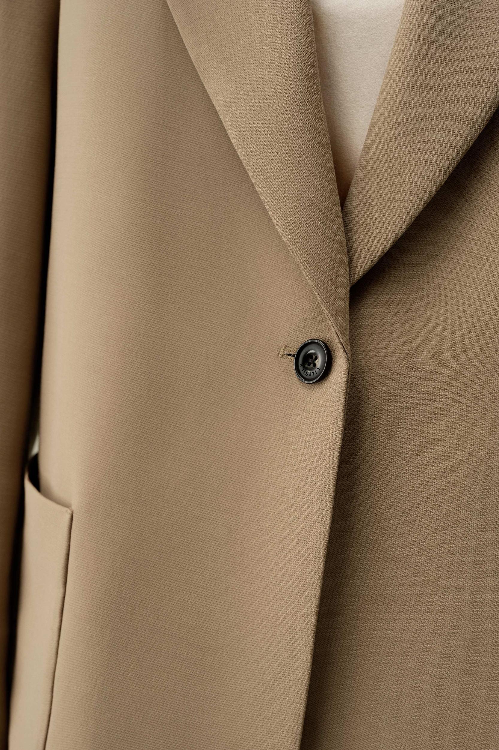 Single-Button Silk-Wool Blend Blazer Product Image