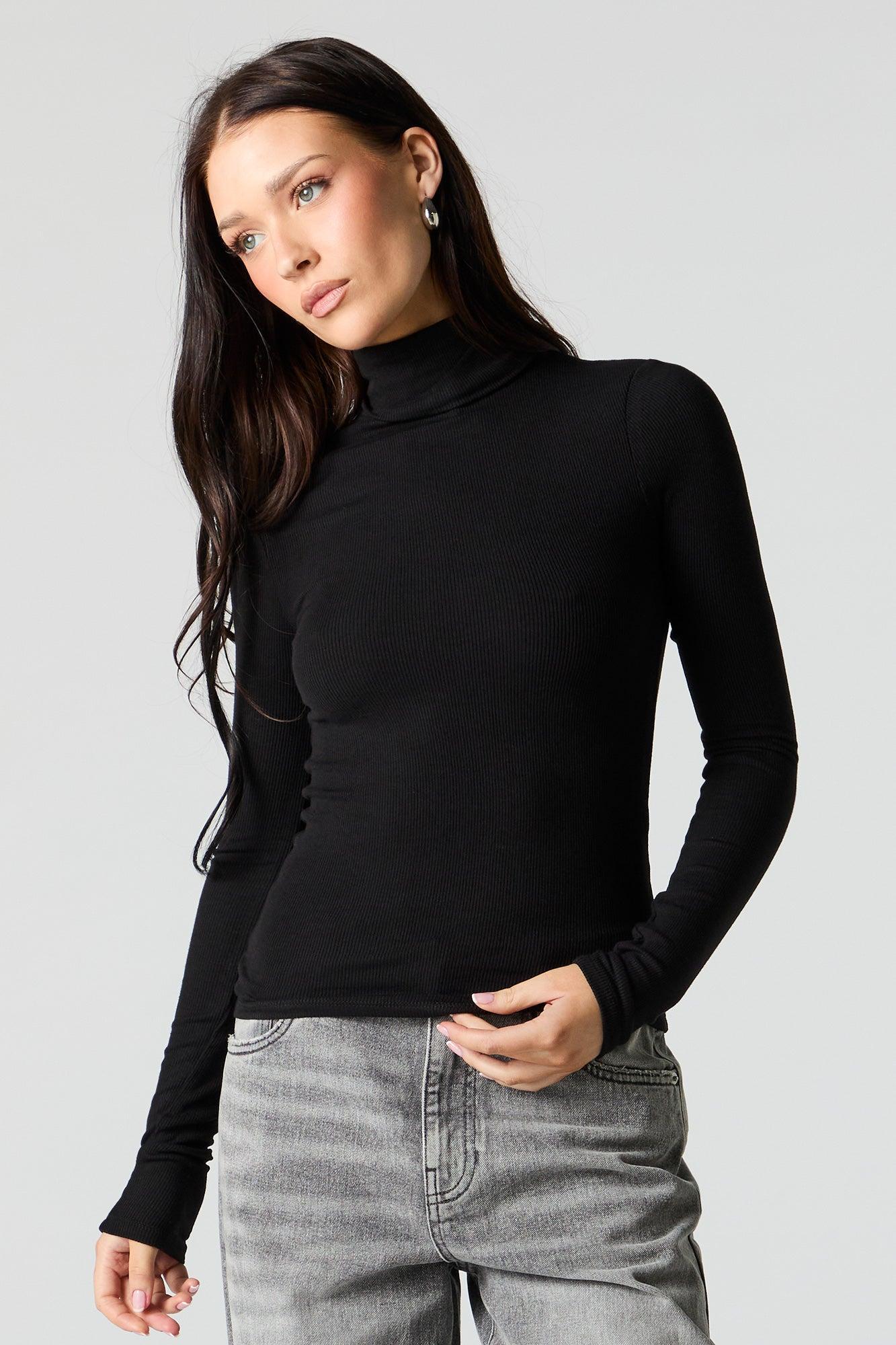 Ribbed Turtleneck Long Sleeve Top Female Product Image