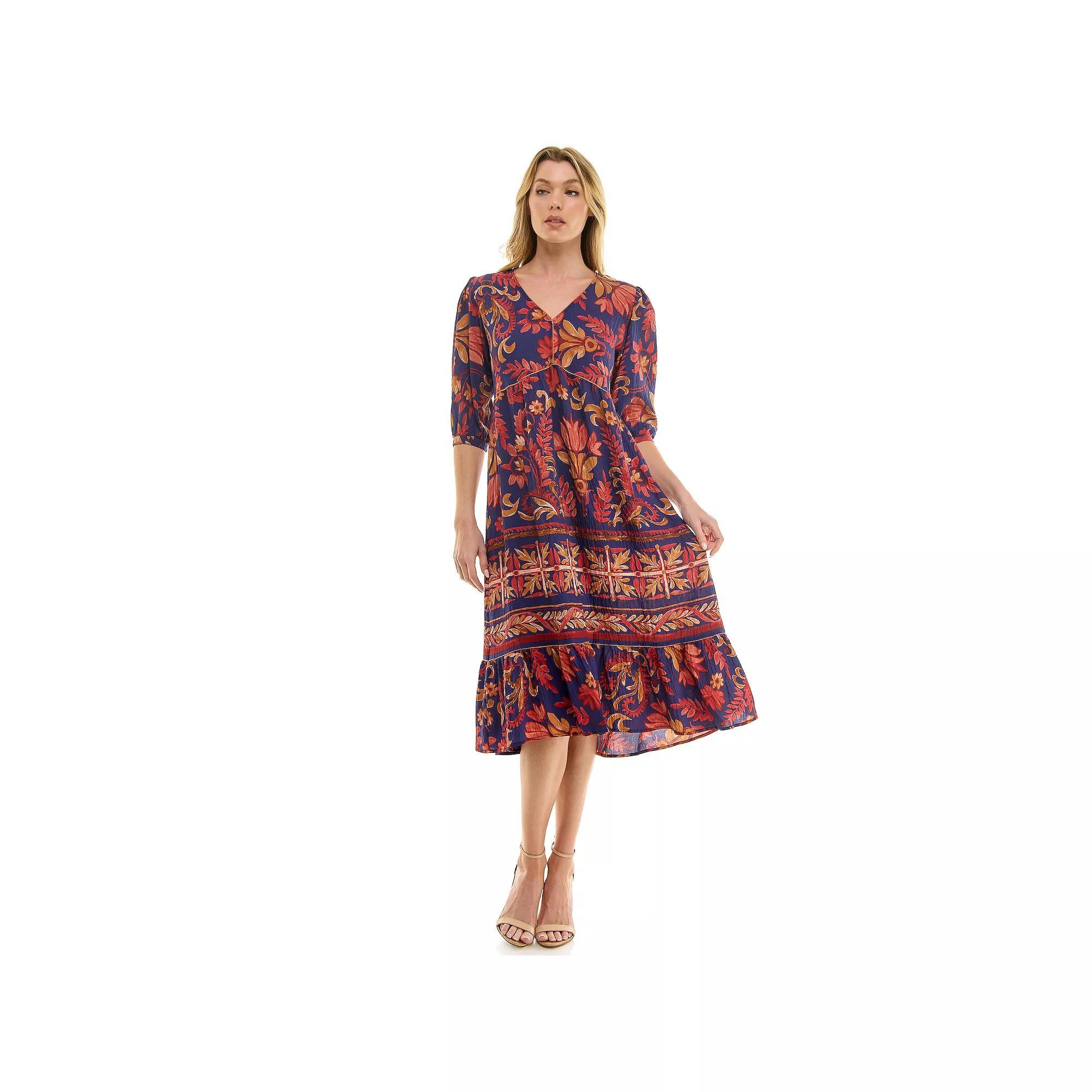 Women's Figueroa & Flower Printed V-Neck Maxi Dress, Size: Medium, Purple Product Image