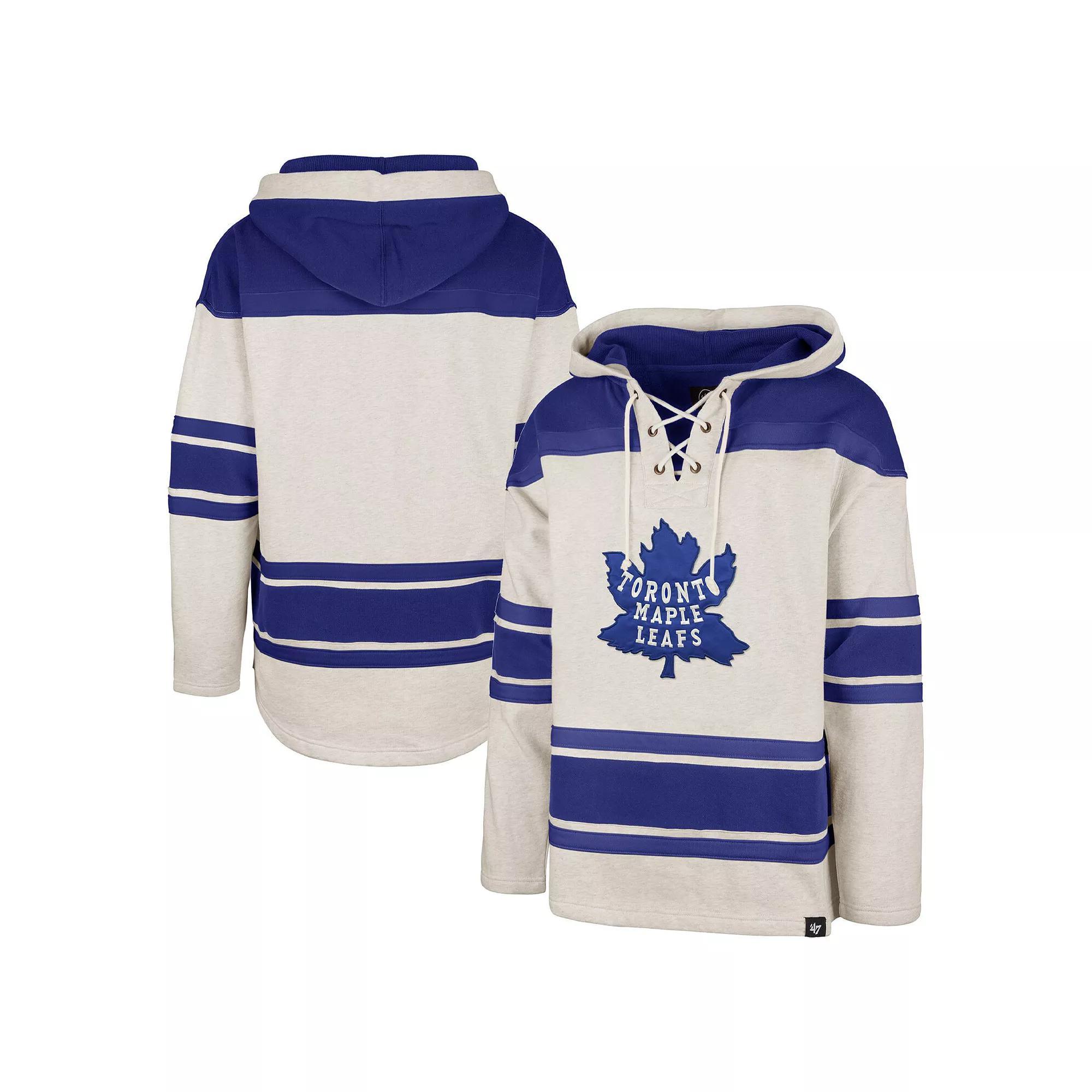 Men's '47 Oatmeal New York Rangers Rockaway Lace-Up Pullover Hoodie, Size: XL, Ran Team Product Image