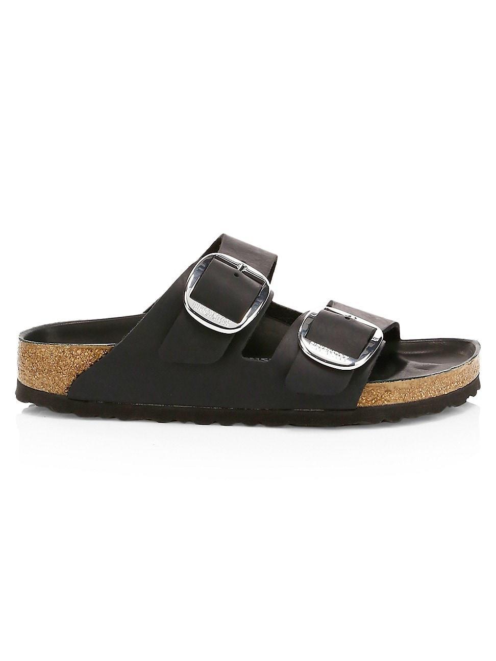 Birkenstock Womens Arizona Oiled Leather Big Buckle Detail Slide Sandals Product Image