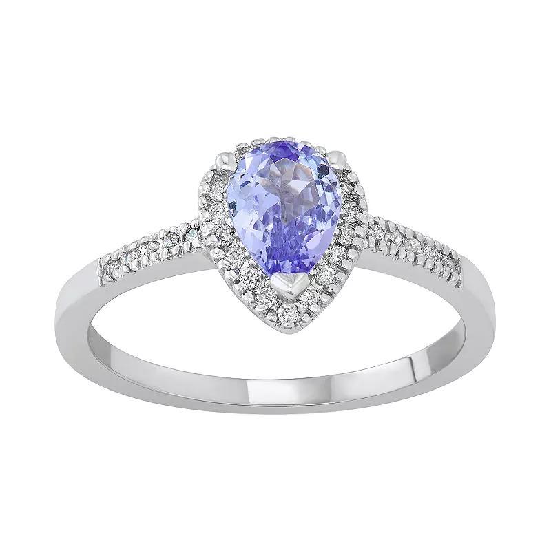 The Regal Collection 14k Gold Tanzanite & 1/10 Carat T.W. IGL Certified Diamond Teardrop Ring, Women's, Size: 7, Yellow Product Image