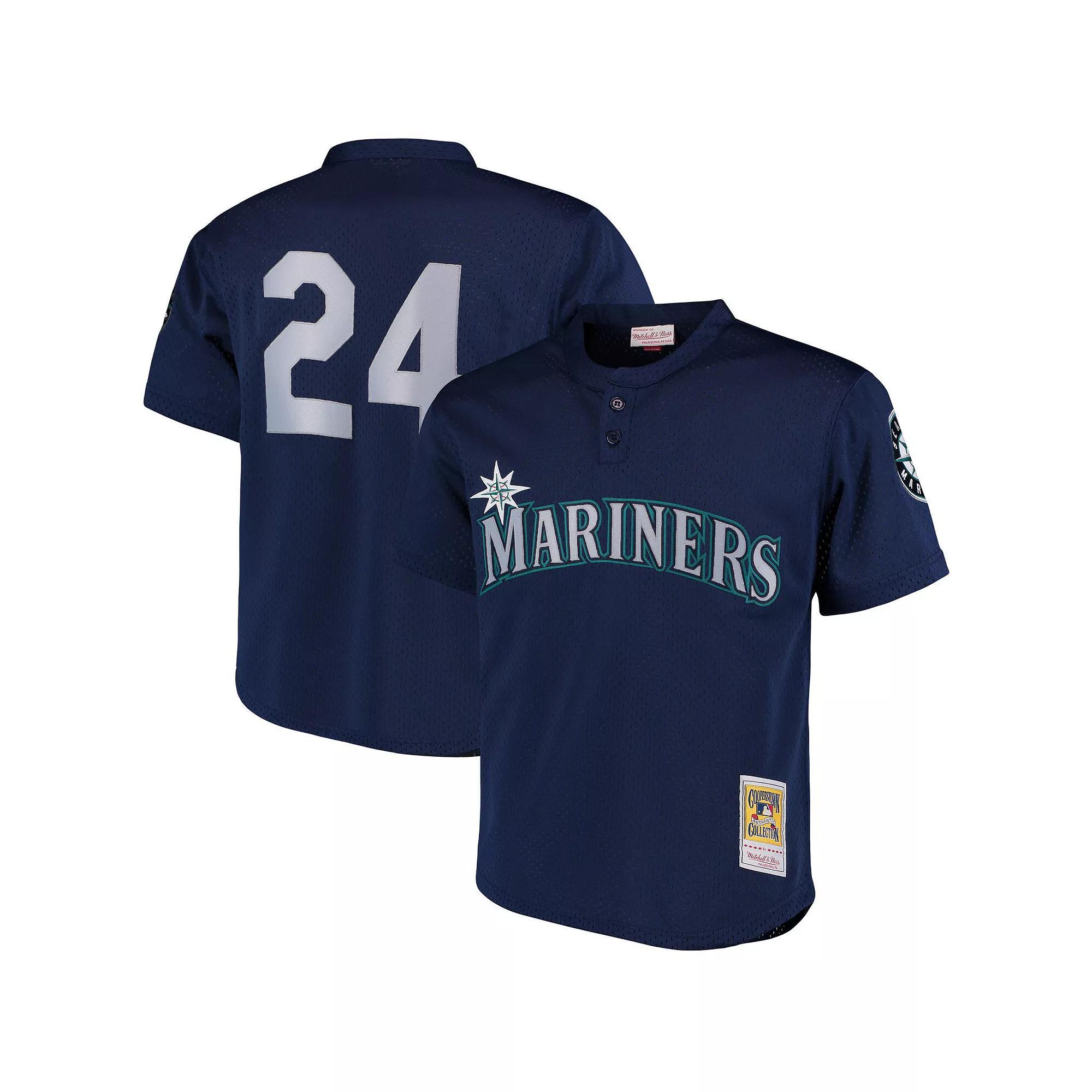 Men's Mitchell & Ness Ken Griffey Jr. Navy Seattle Mariners Cooperstown Collection Mesh Batting Practice Jersey, Size: 3XL, Blue Product Image