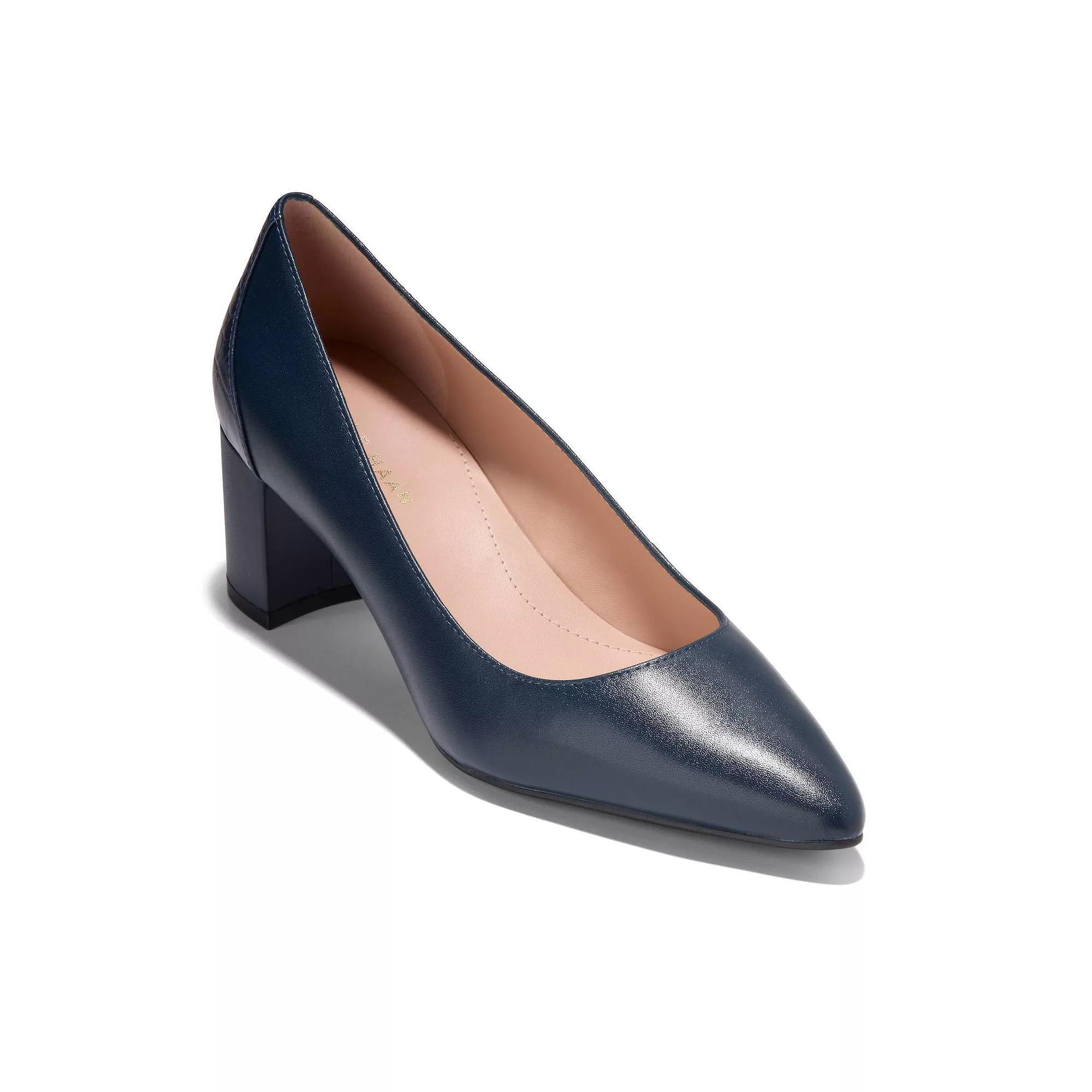 Cole Haan Carlotta Women's Leather Block Heel Pumps, Size: 10.5, Blue Product Image