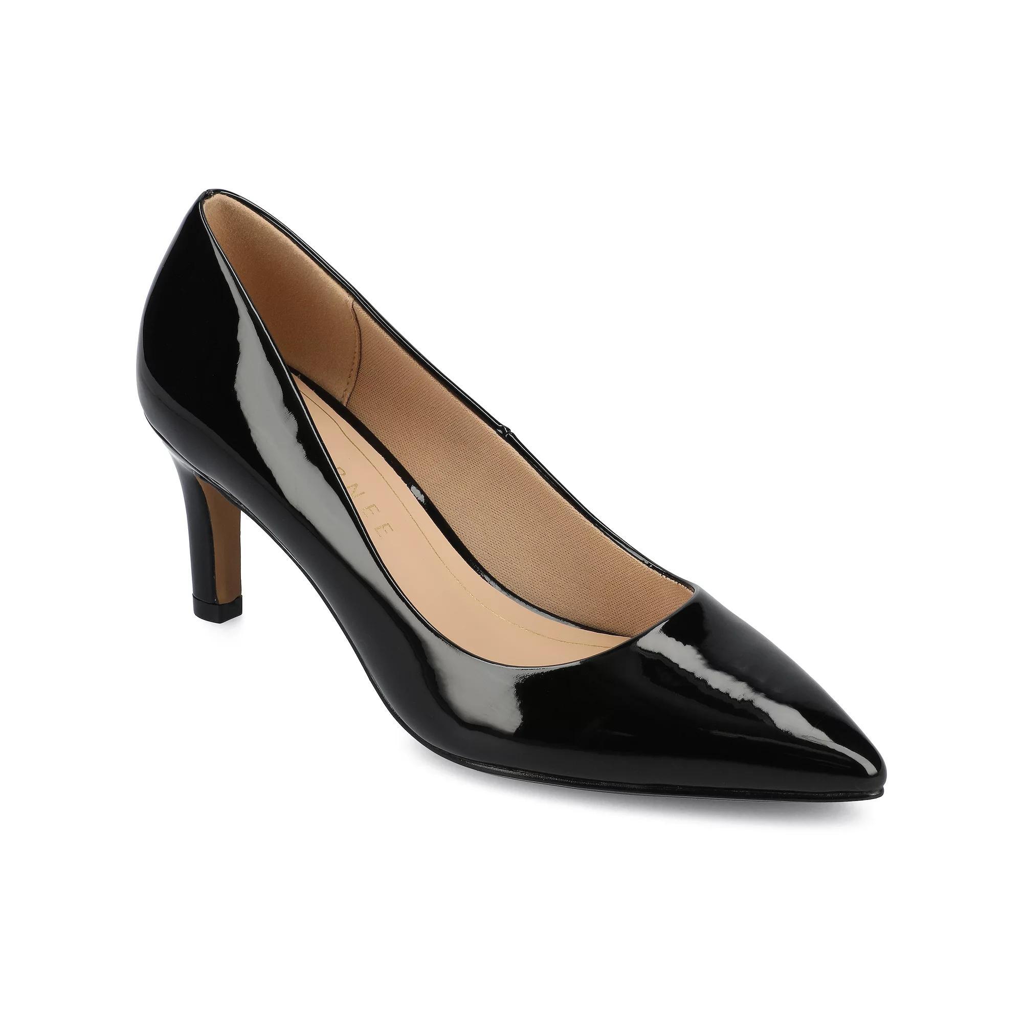 Journee Scylee Slip-On Stiletto Pointed-Toe High Heel Shoes, Women's, Size: 10 Wide, Black Patent Product Image