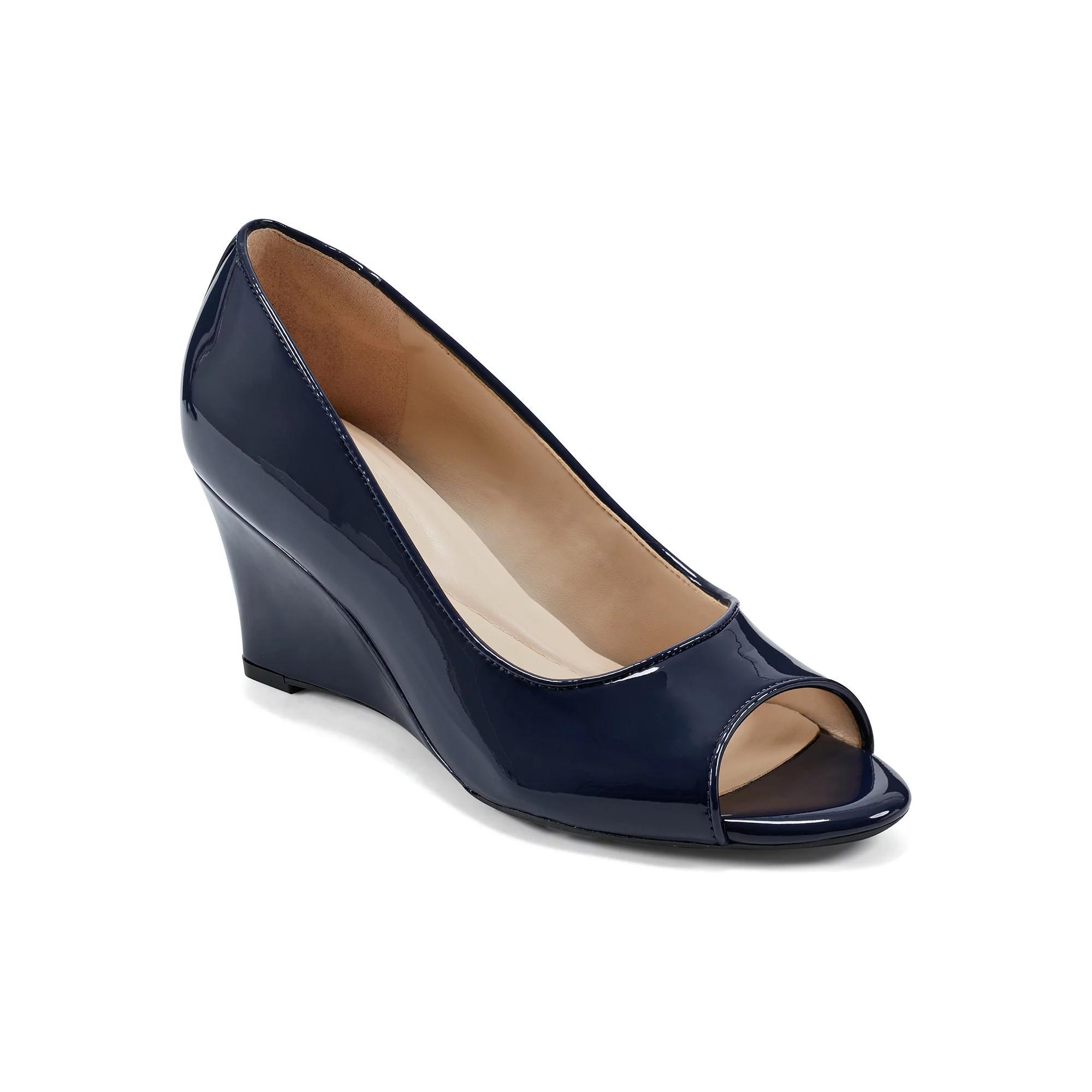 Easy Spirit Coleen Womens Peep Toe Sculpted Wedge Pump Heels Blue Product Image