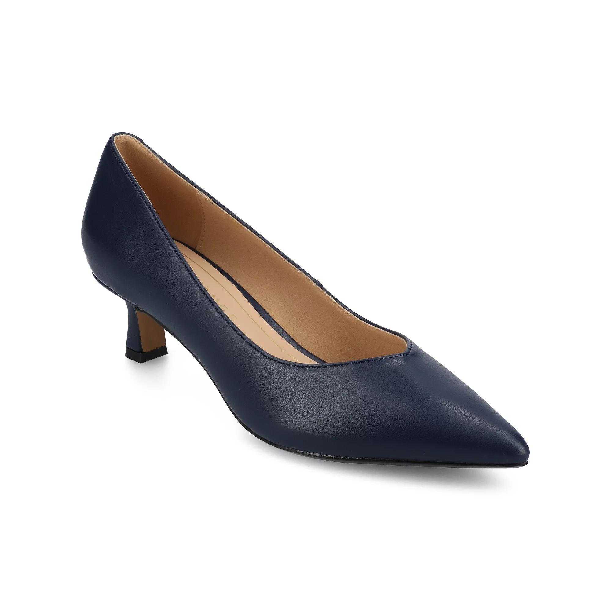 Journee Pammie Medium and Wide Width Womens Slip-On Kitten Heel Pumps Blue Product Image