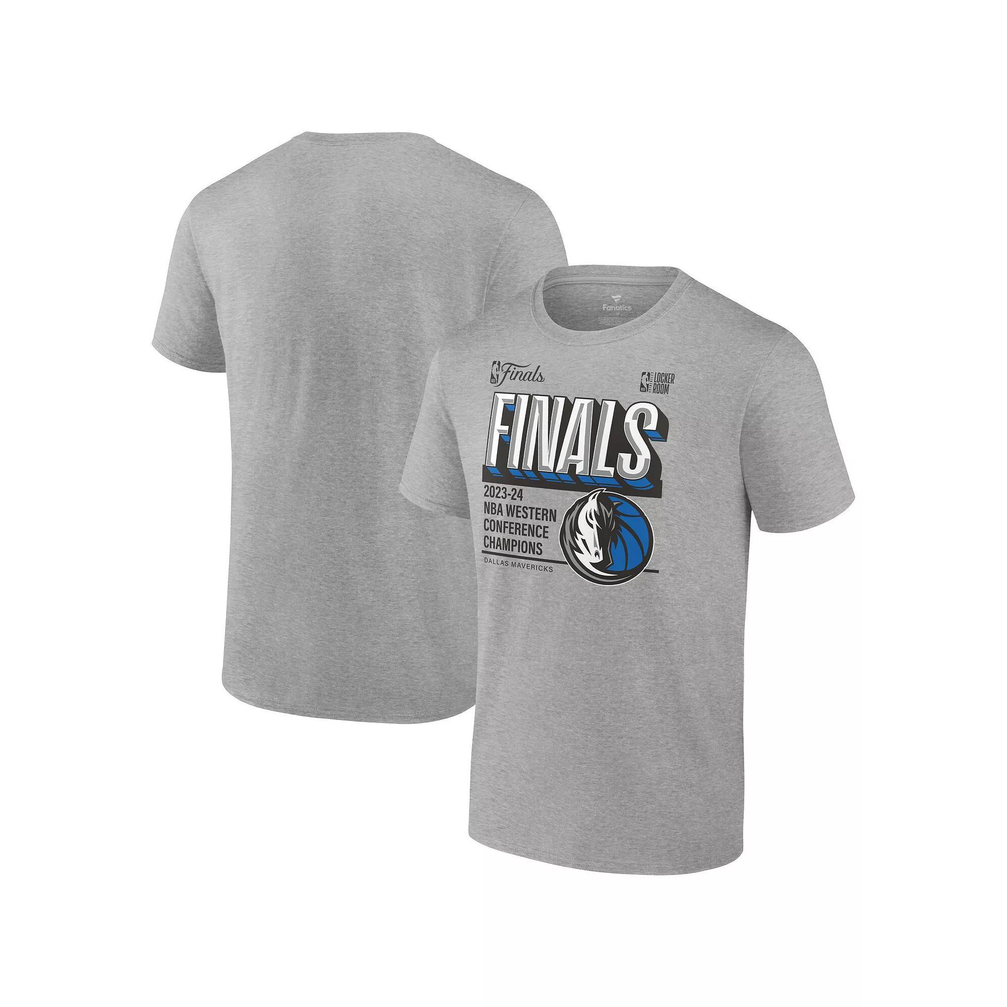 Men's Fanatics Heather Gray Dallas Mavericks 2024 Western Conference Champions Locker Room Big & Tall T-Shirt, Size: 2XB, Grey Product Image