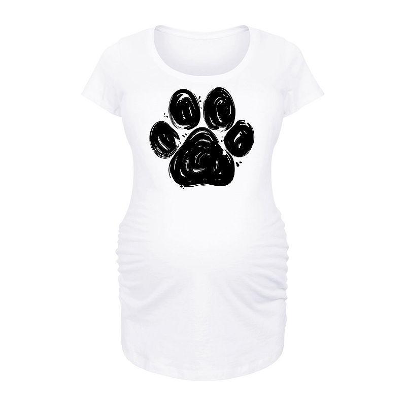 Maternity Brushstroke Paw Print Graphic Tee, Womens Grey Dark Red Product Image