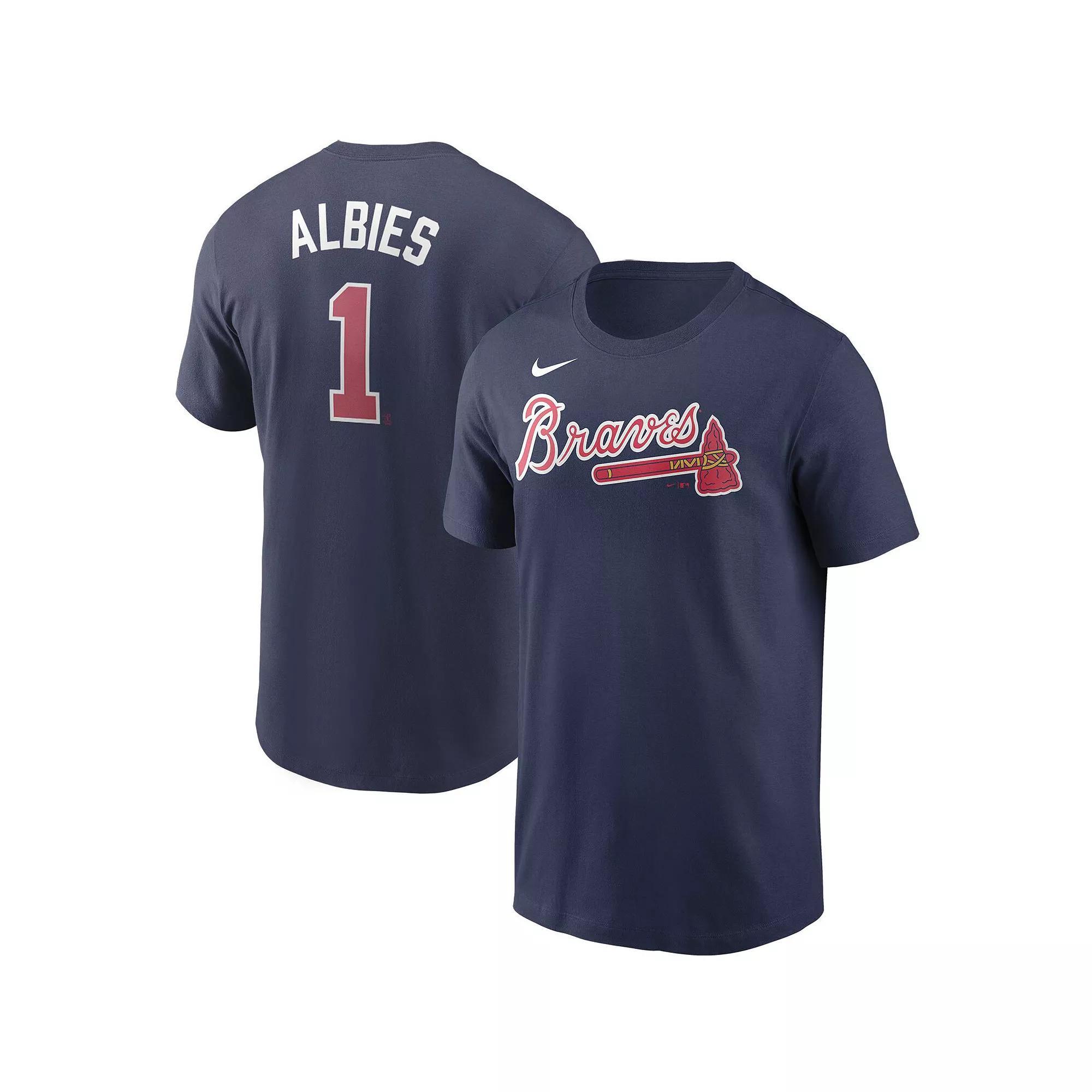 Men's Nike Ozzie Albies Navy Atlanta Braves Name & Number T-Shirt, Size: Small, Blue Product Image