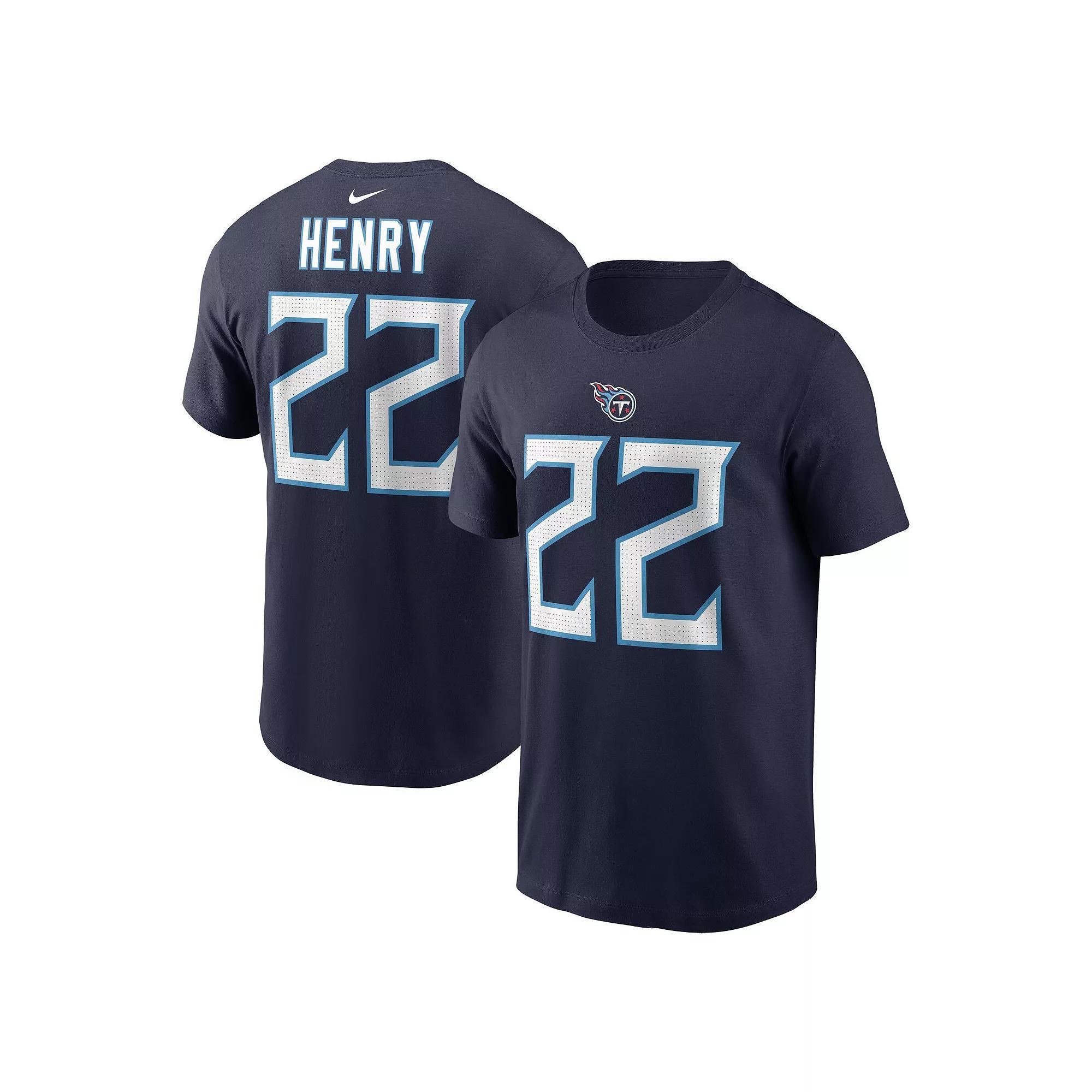 Men's Nike Derrick Henry Navy Tennessee Titans Player Name & Number T-Shirt, Size: Small, Blue Product Image