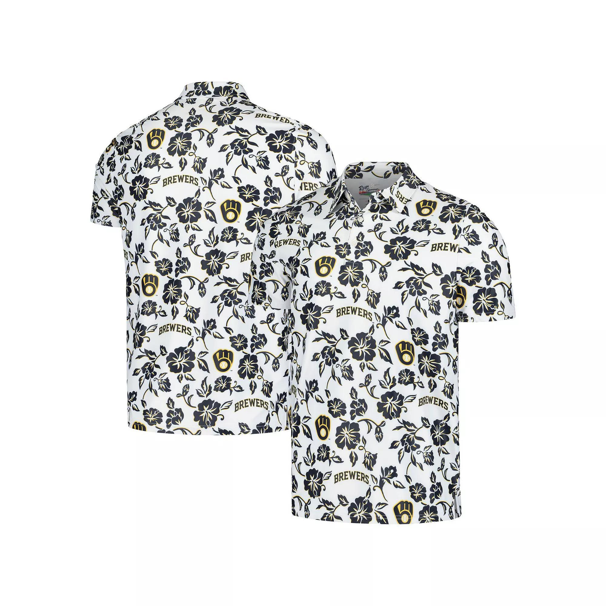 Men's Reyn Spooner White Milwaukee Brewers Pua Performance Polo, Size: 2XL Product Image