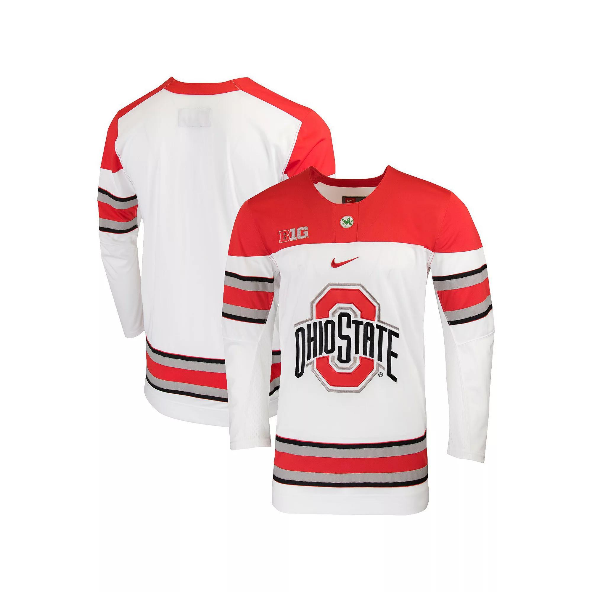 Men's Nike White Ohio State Buckeyes Replica College Hockey Jersey, Size: 2XL Product Image