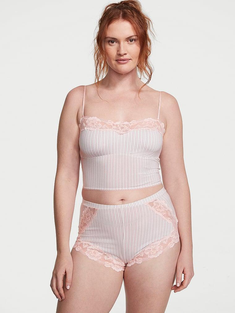 Modal Soft & Lace Trim Straight-Neck Cami Set Product Image