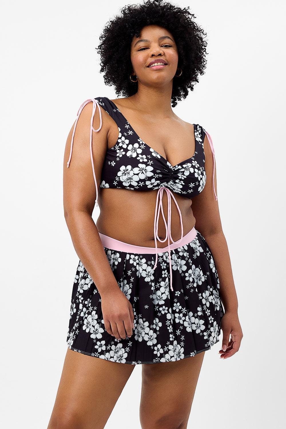 Windy Floral Tennis Skirt - Plush Plumeria Product Image