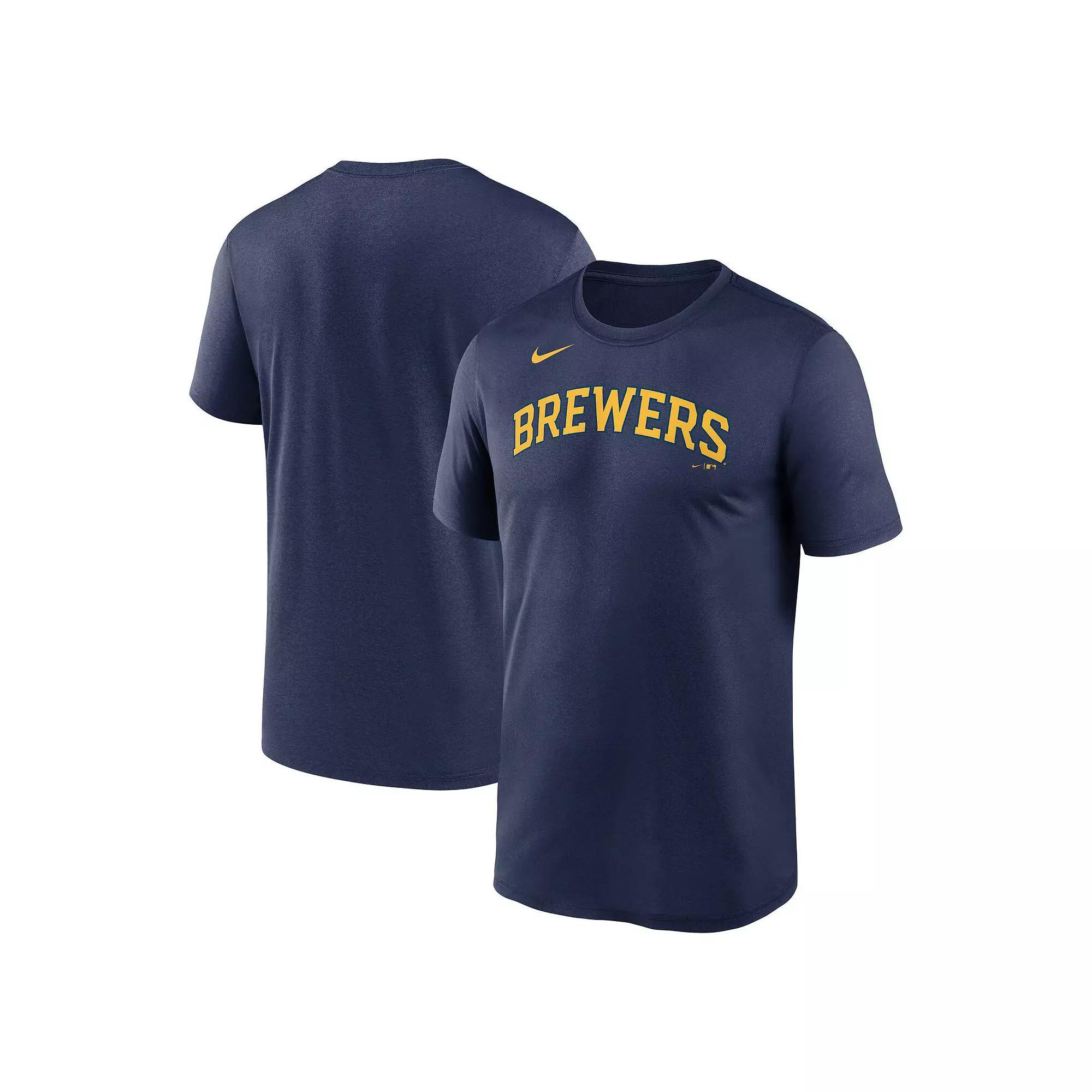 Men's Nike Navy Milwaukee Brewers New Legend Wordmark T-Shirt, Size: Medium, Blue Product Image