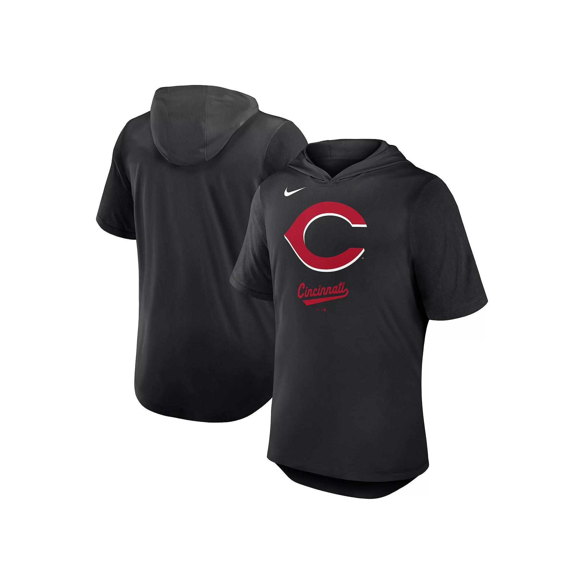 Men's Nike Black Cincinnati Reds Tri-Blend Hoodie T-Shirt, Size: Medium, Red Black Product Image