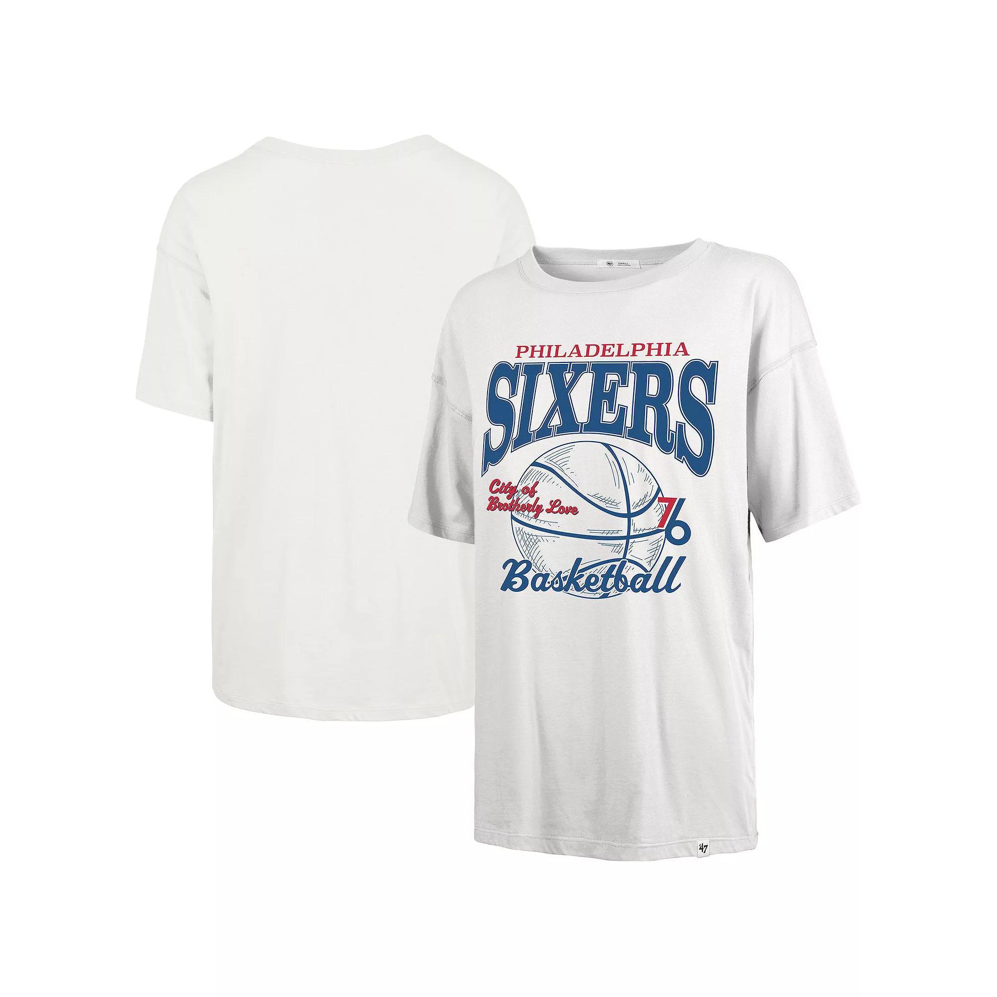 Women's '47  White Philadelphia 76ers City Edition Down Court Sadie T-Shirt, Size: Medium, 76r White Product Image
