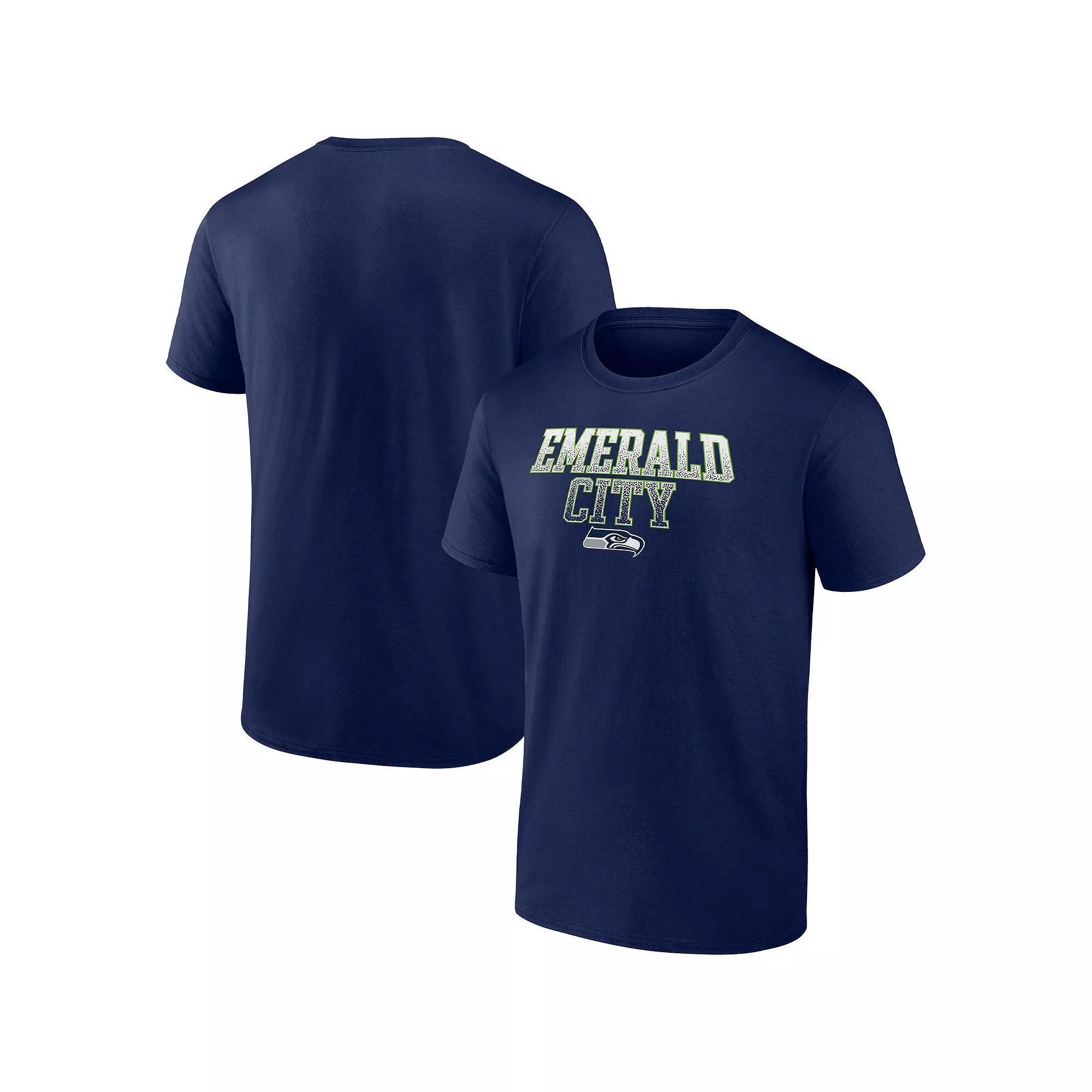 Men's Fanatics College Navy Seattle Seahawks Heavy Hitter T-Shirt, Size: Large, Blue Product Image