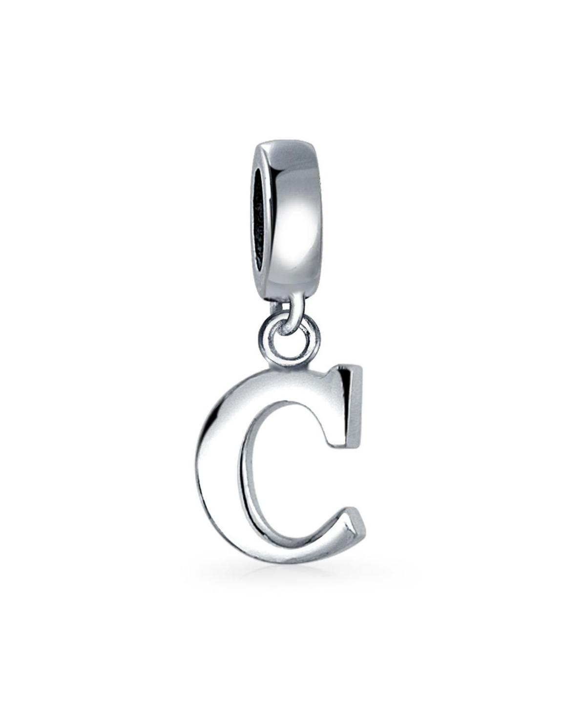 Bling Jewelry Dangle Block Letter A-z Alphabet Initial Charm Bead For Women Solid .925 Sterling Silver Fits European Bracelet Product Image