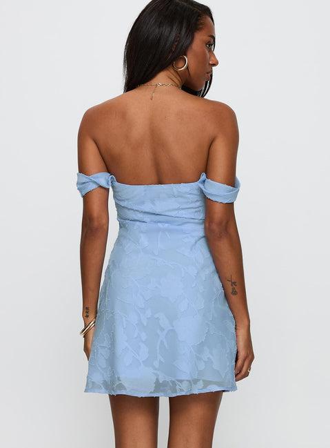 Zabbarra Off The Shoulder Mini Dress Blue Product Image