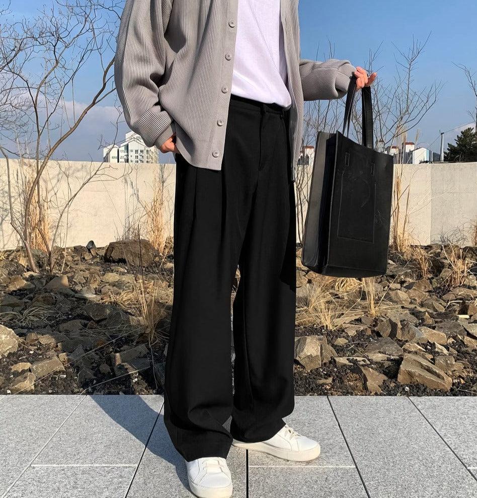 RT No. 11352 FOLDED PLEATED STRAIGHT PANTS Product Image