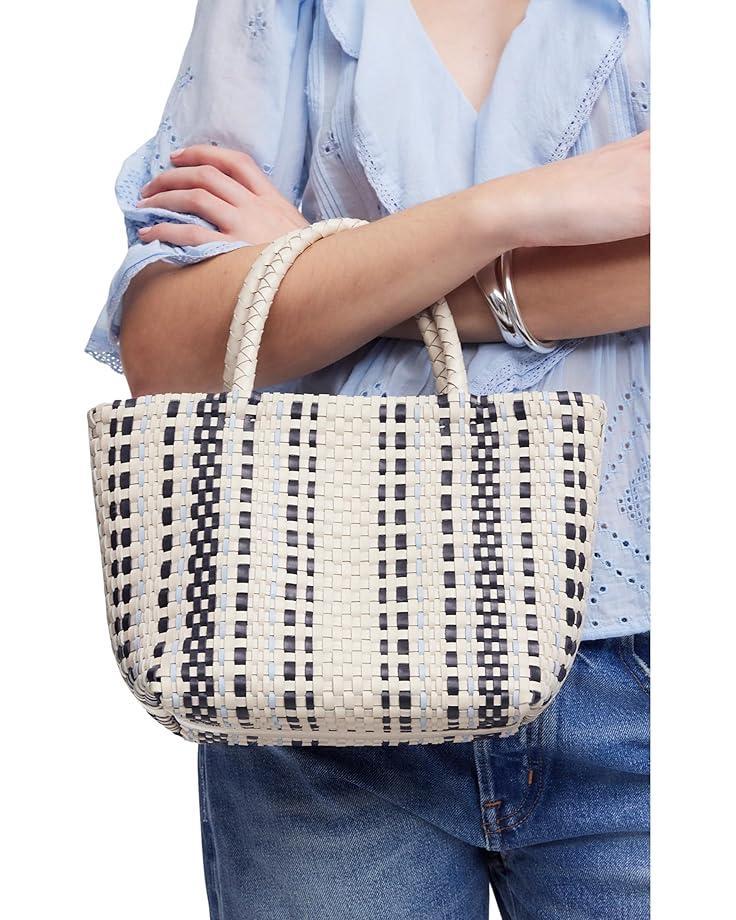Mini Black And White Straw Tote Product Image