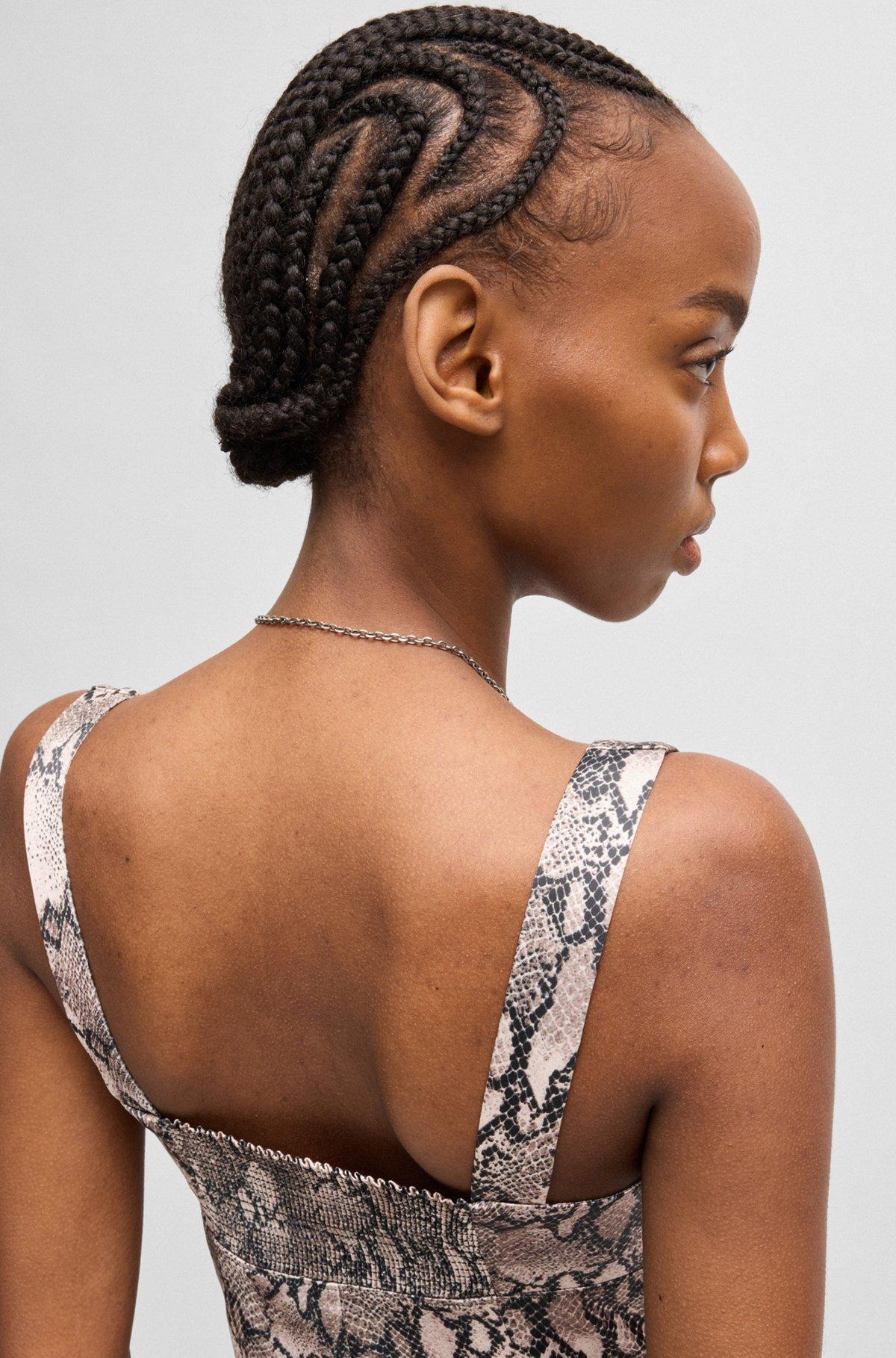 HUGO - Square-neck dress with python print - Patterned Product Image