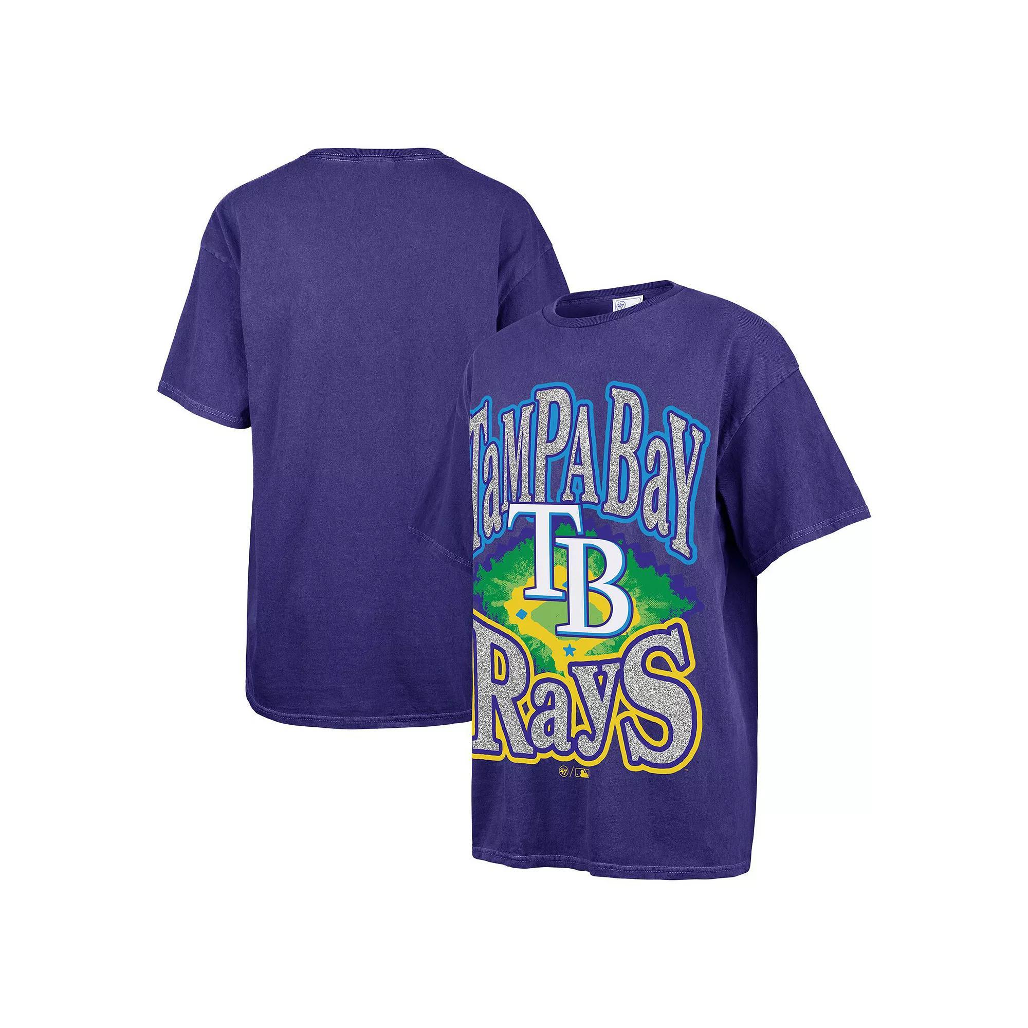 Women's '47 Navy Tampa Bay Rays Flashing Lights Boyfriend T-Shirt, Size: Small/Medium, Blue Product Image