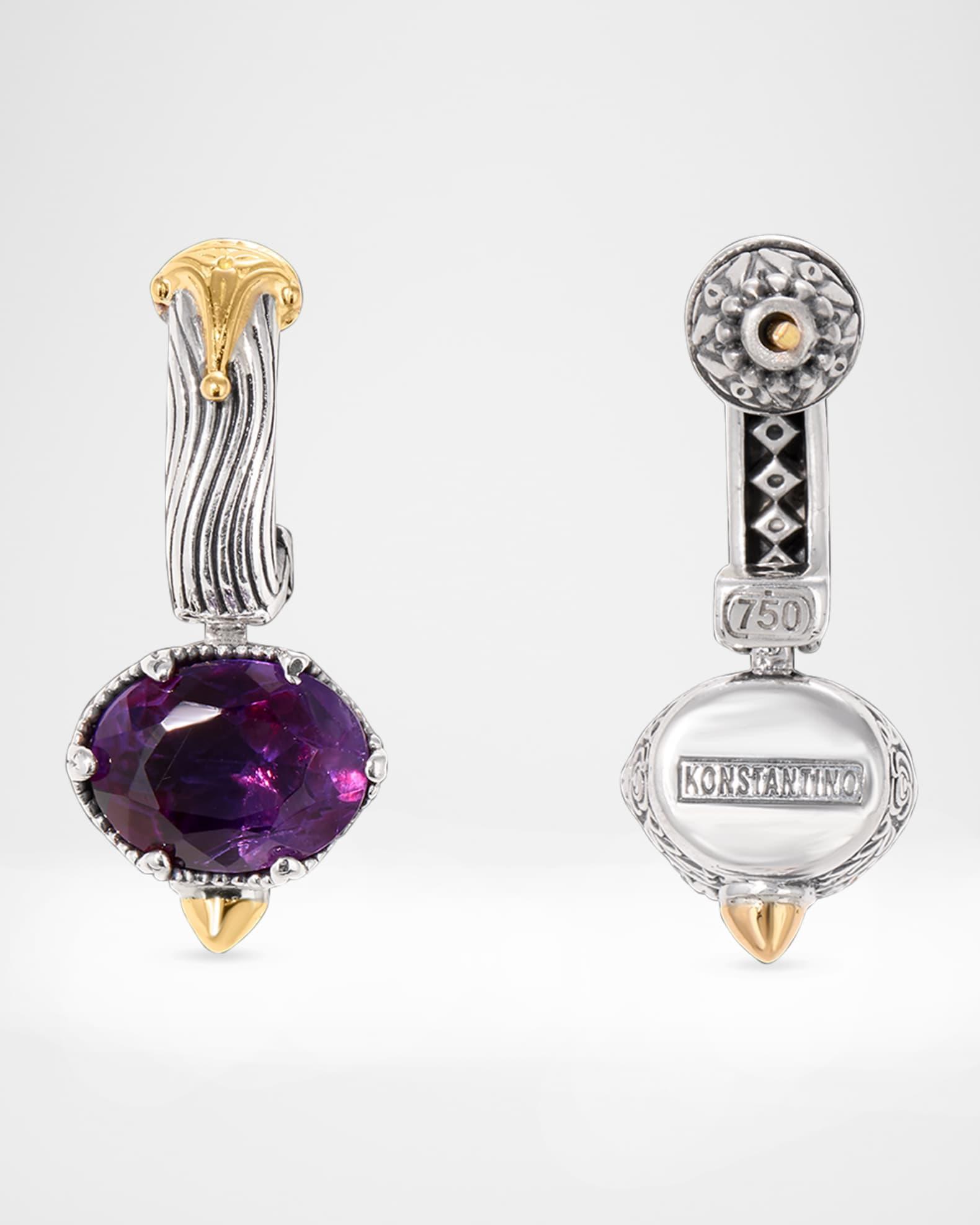 Kyma Silver and Gold Amethyst Faceted Earrings Product Image