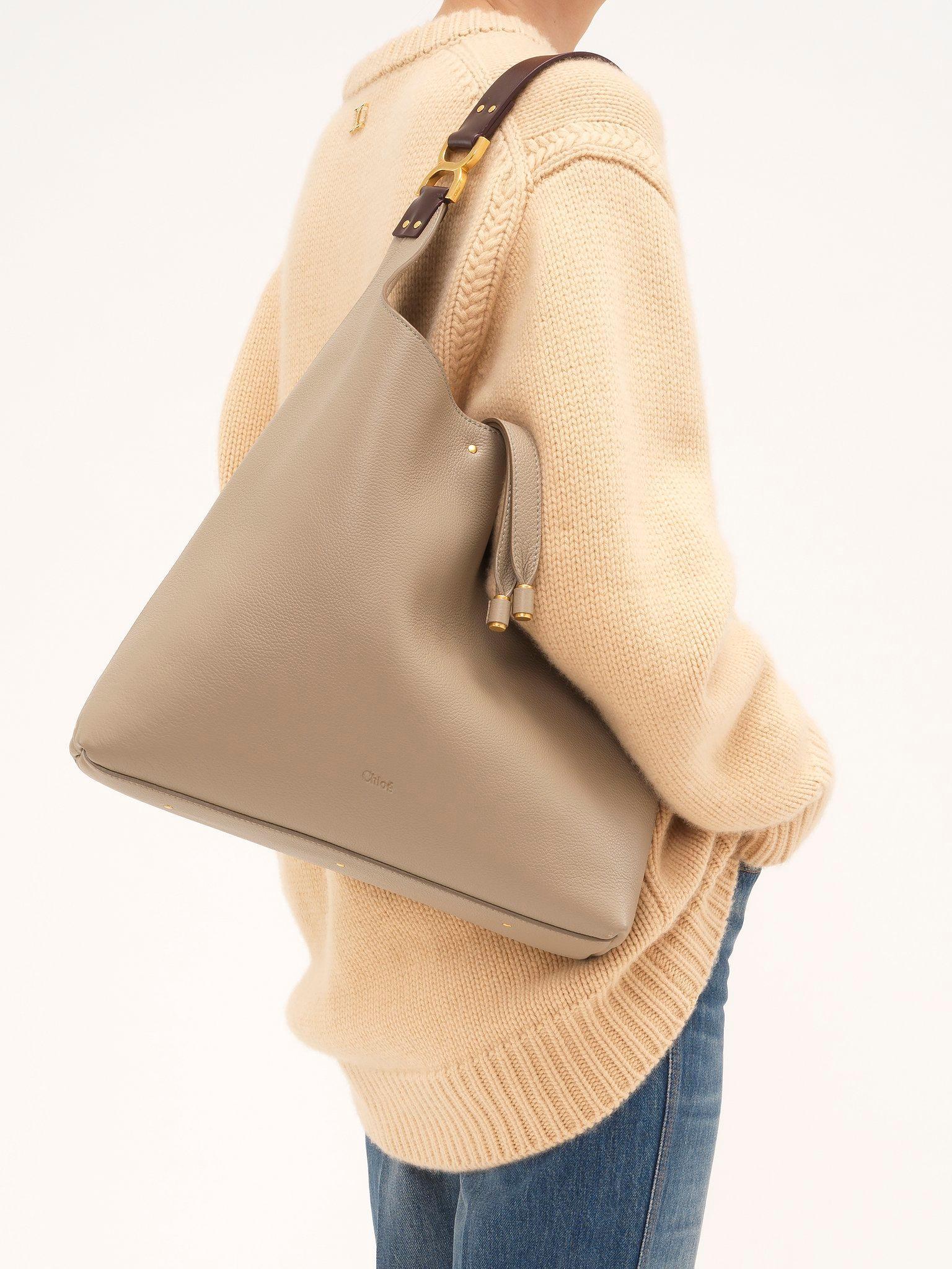 Marcie hobo bag in grained leather Product Image