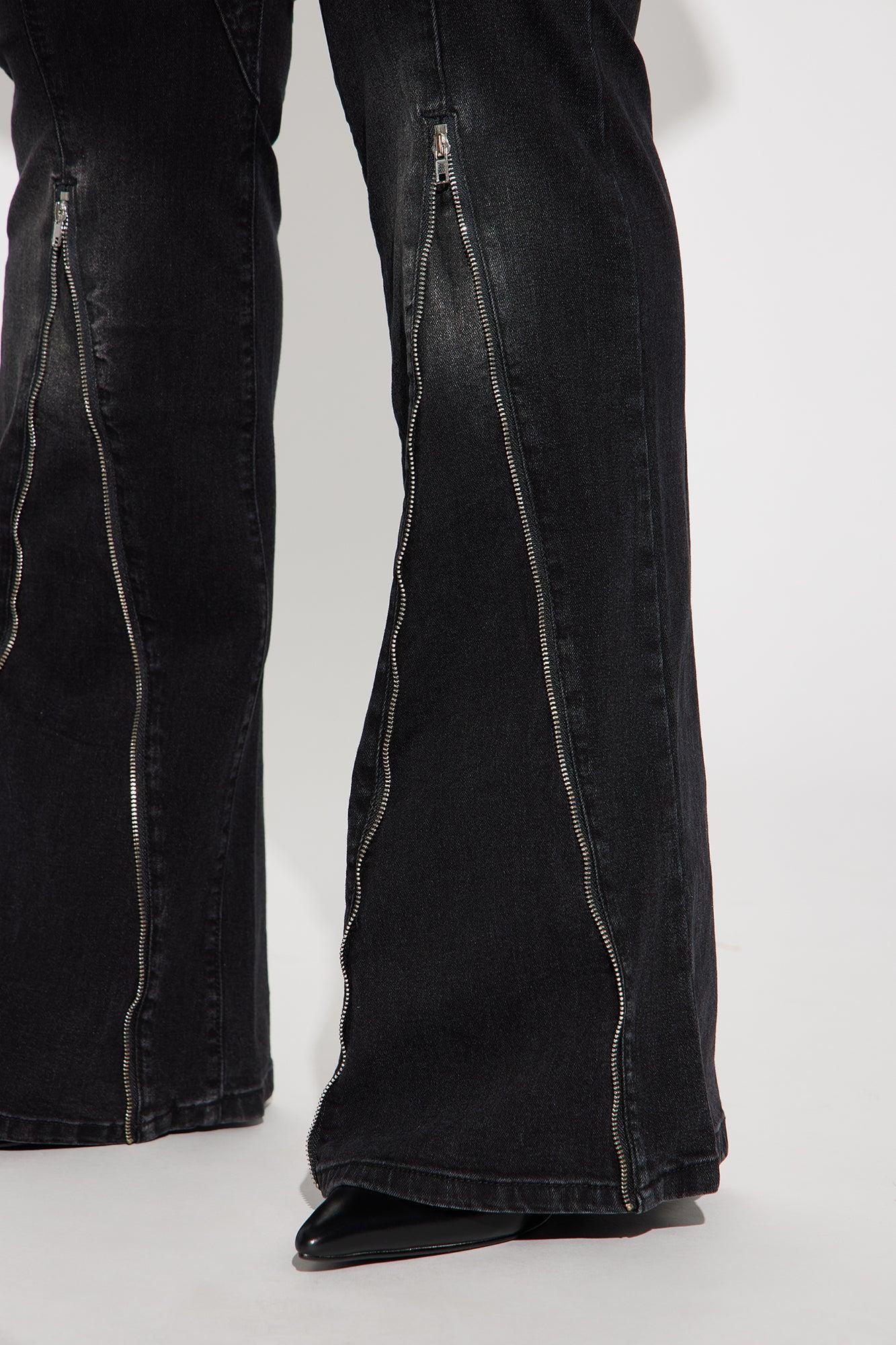 Tell Everyone Stretch Flare Jeans - Black Wash Product Image