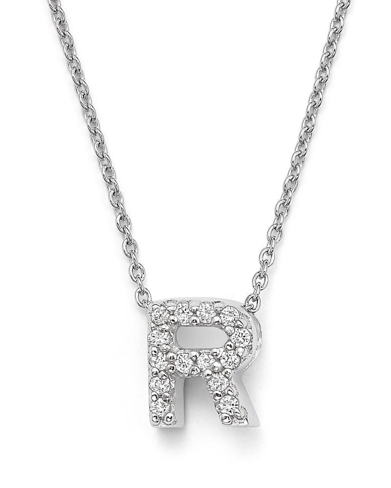 Roberto Coin 18K White Gold Initial Love Letter Pendant Necklace with Diamonds, 16 Product Image