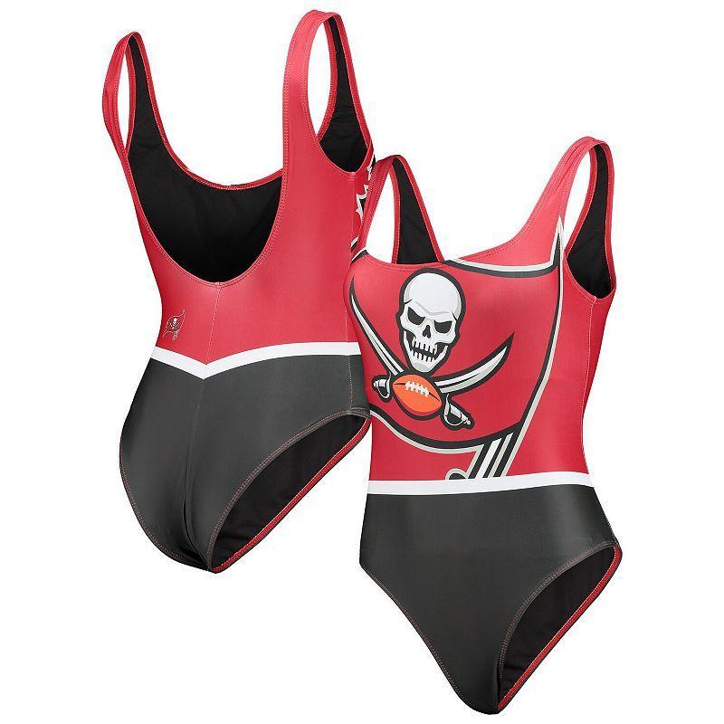 Women's FOCO Red Tampa Bay Buccaneers Team One-Piece Swimsuit, Size: Large Product Image