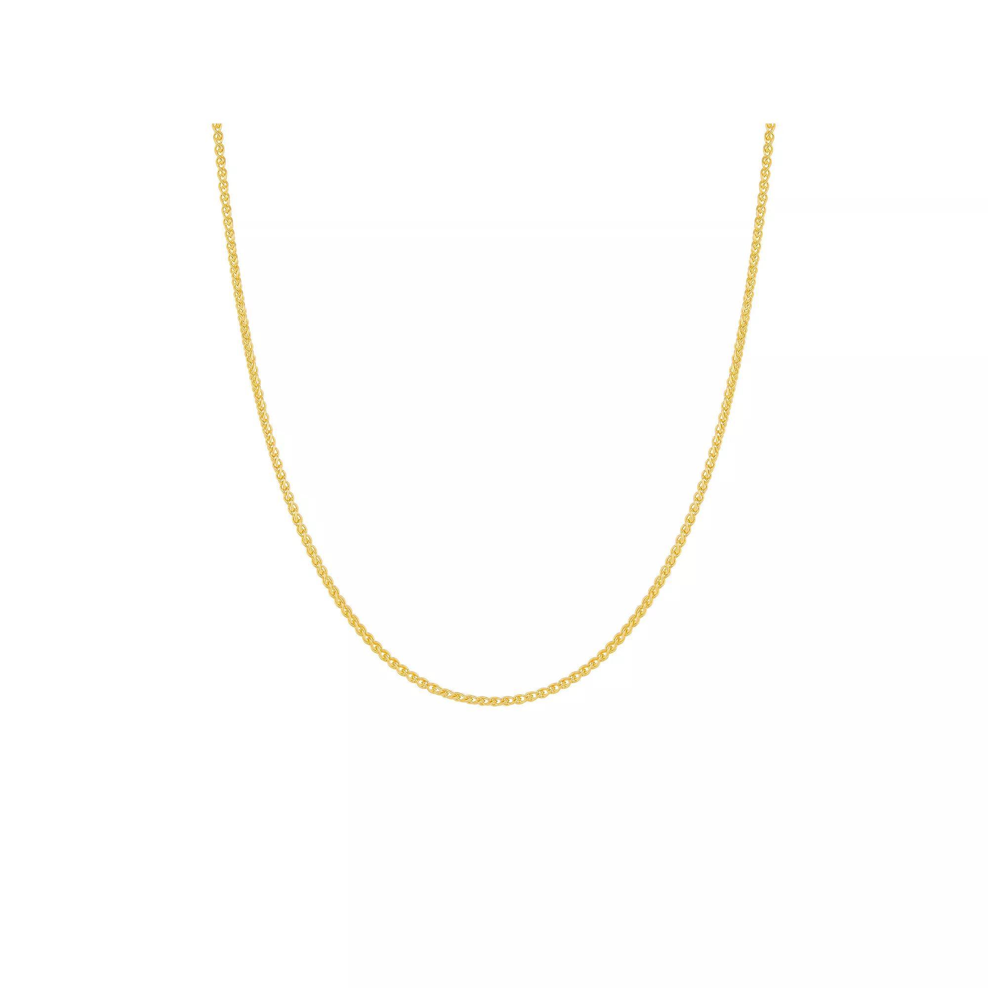 PRIMROSE 18k Gold Over Silver Wheat Chain Necklace, Women's, Size: 18", Yellow Gold Tone Product Image
