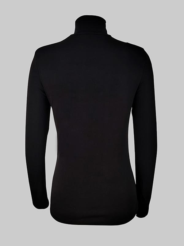 Long Sleeves Skinny Mesh Solid Color Split-Joint High Neck T-Shirts Tops Product Image