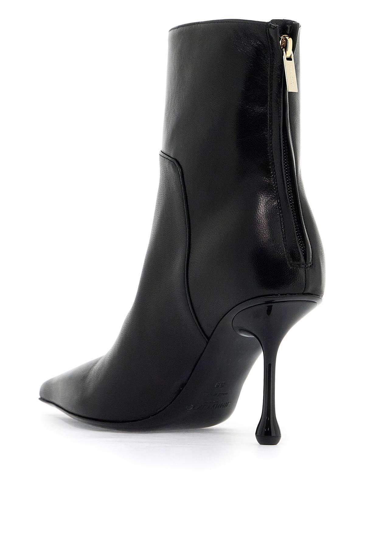 JIMMY CHOO Womens Black Cycas 80 Logo-embellished Leather Heeled Ankle Boots In Multicolor Product Image