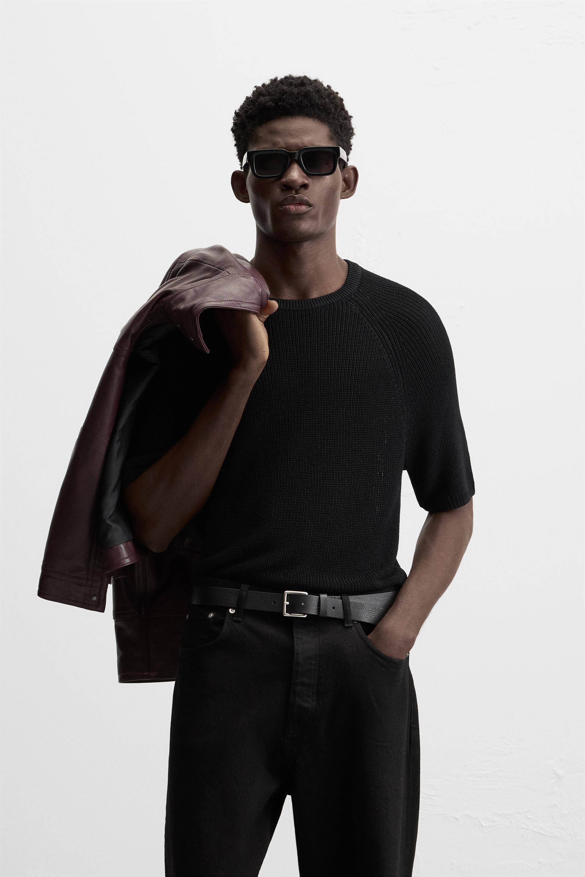 CROPPED FIT KNIT T-SHIRT Product Image