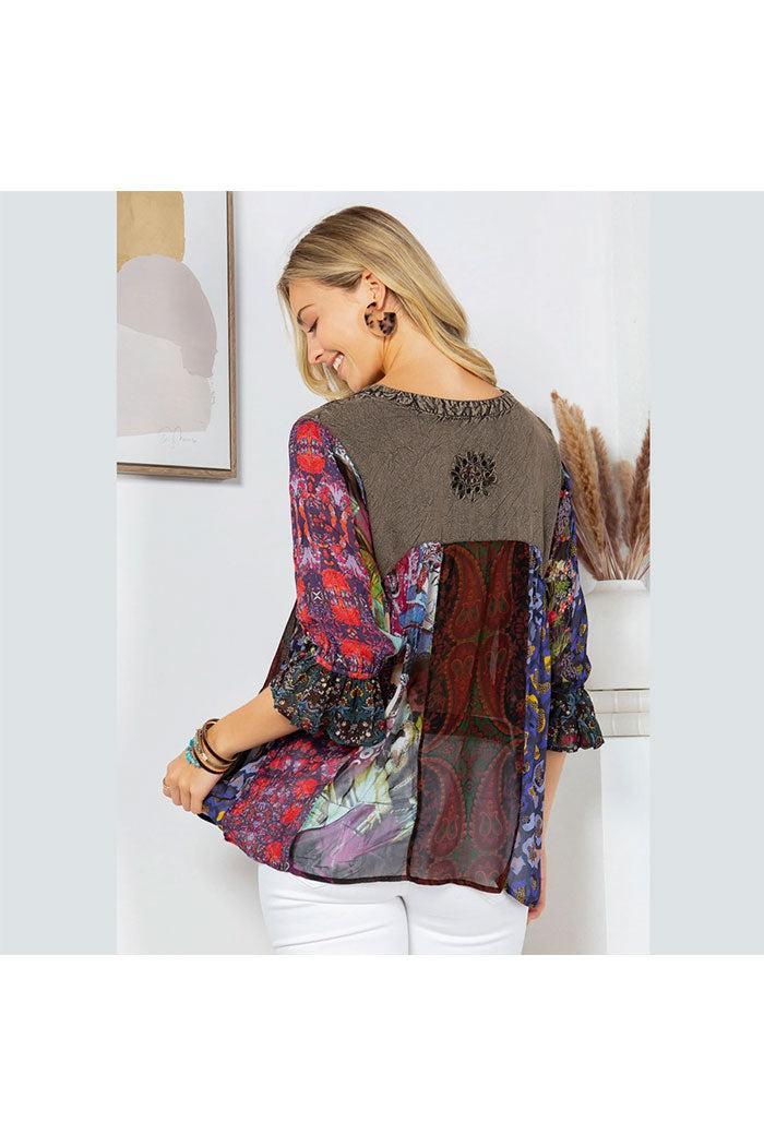 Overdyed Rayon V-Neck Top Product Image