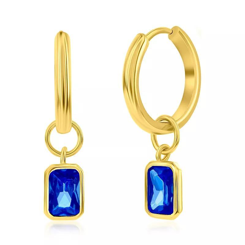 Argento Bella Gold Tone Sterling Silver Cubic Zirconia Birthstone Drop Hoop Earrings, Women's, January Product Image